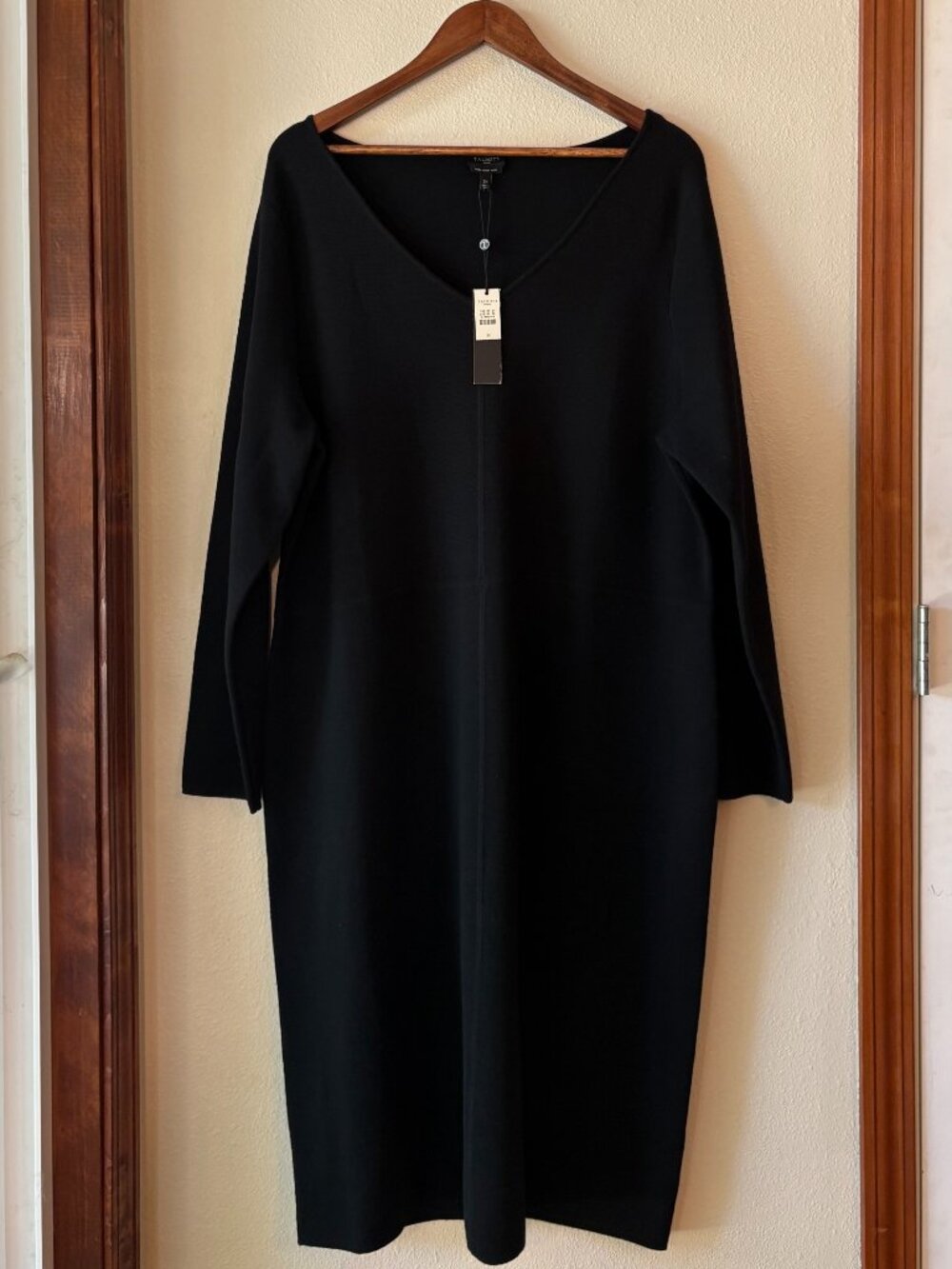 NWT Talbots Pure Merino Wool V Neck Sweater Dress Long Sleeves Black Size 3X